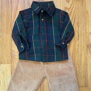 Plaid Shirt and Tan Pants Kids Matching Set